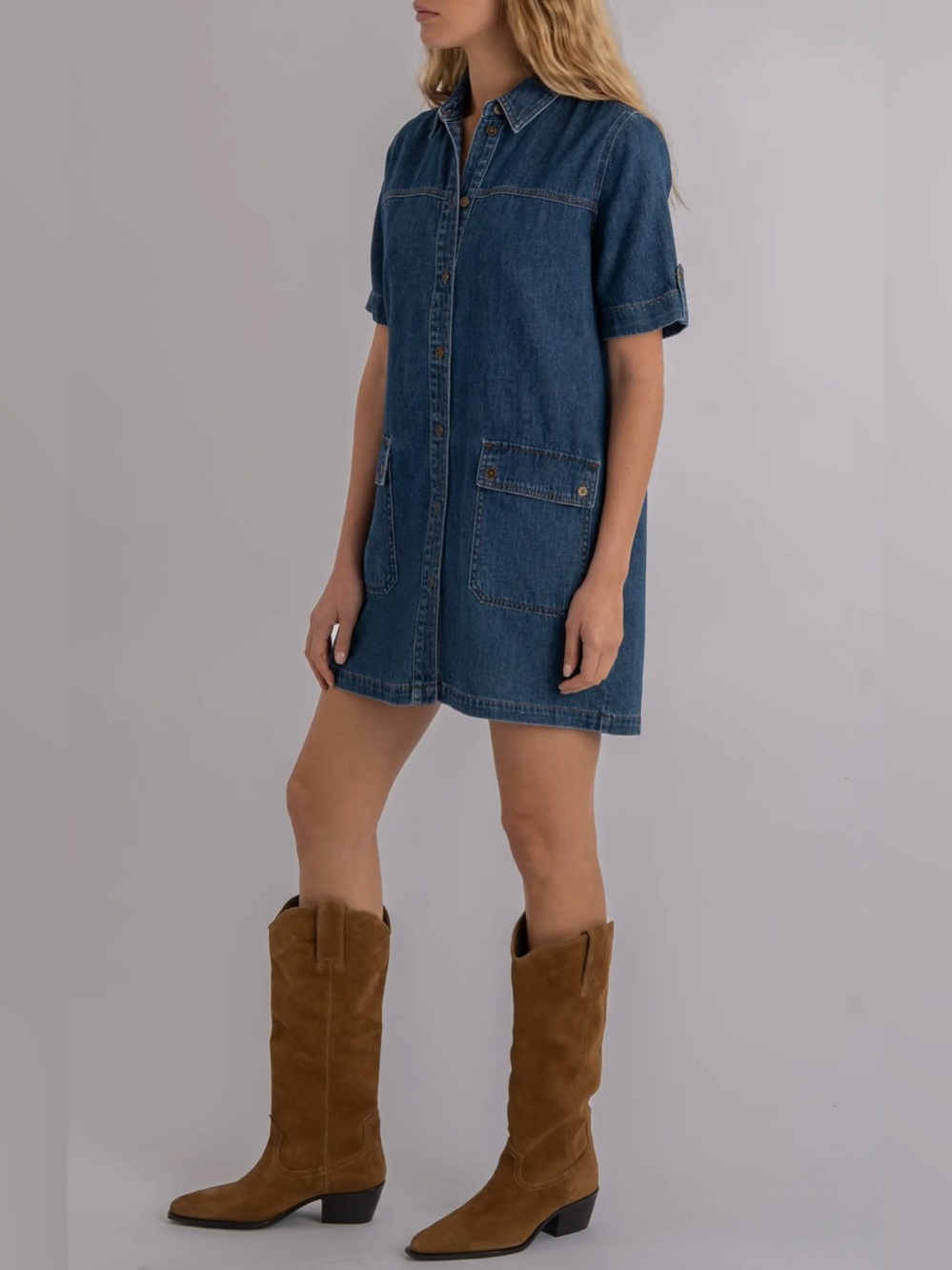 Kut from the Kloth Blue Denim Shirt Mini Dress